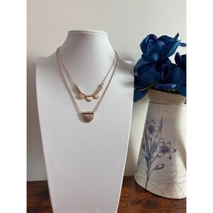 Macy’s Gold-Tone Layered Necklace with Blush Pendant Charms NWT 18"